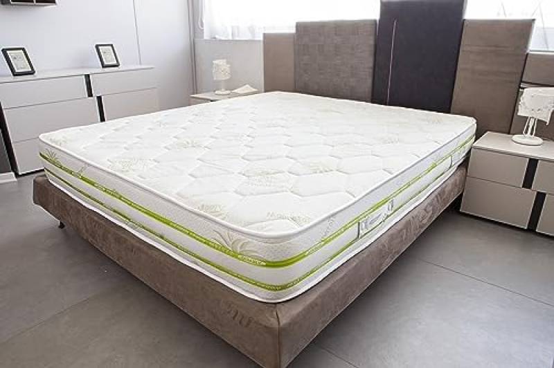 Materassi Russo - Materasso Memory Matrimoniale 160x190, Alto 20 cm, Ortopedico, Antiacaro, Anallergico e Antibatterico, tessuto esterno in aloe vera (160 x 190)